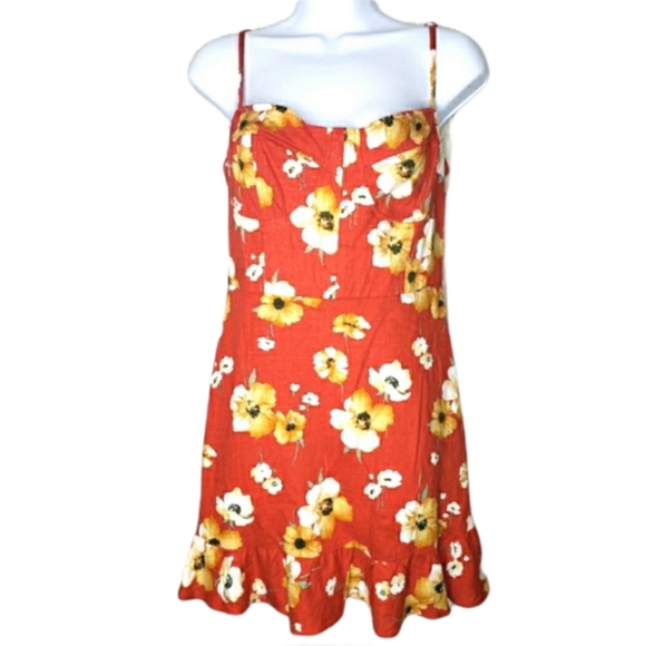 Speechless Dress Orange and Yellow Spaghetti Straps Floral Print Size Large NWT - Picture 15 of 15